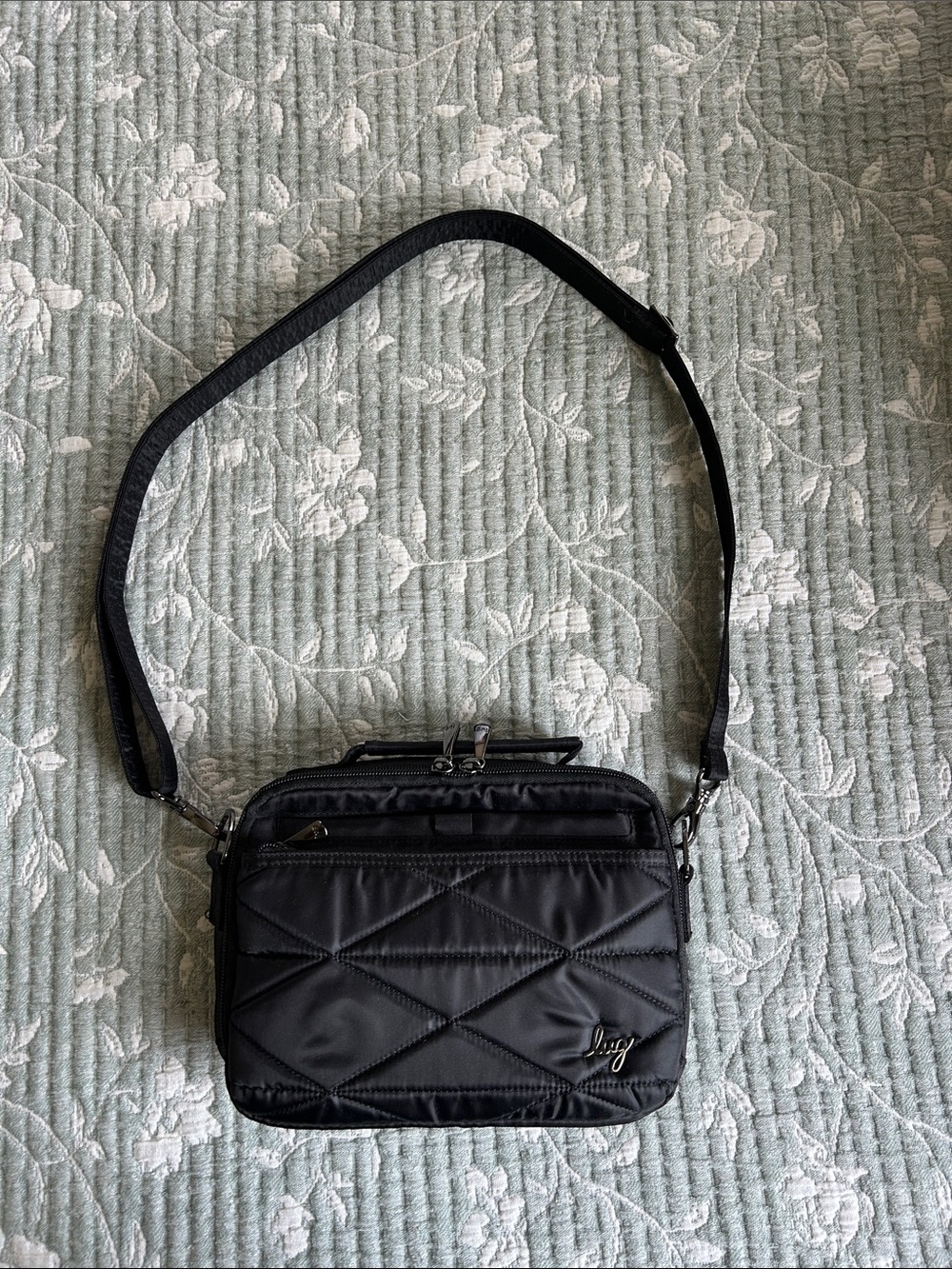 lug Black Nylon Crossbody Bag with Detachable Strap